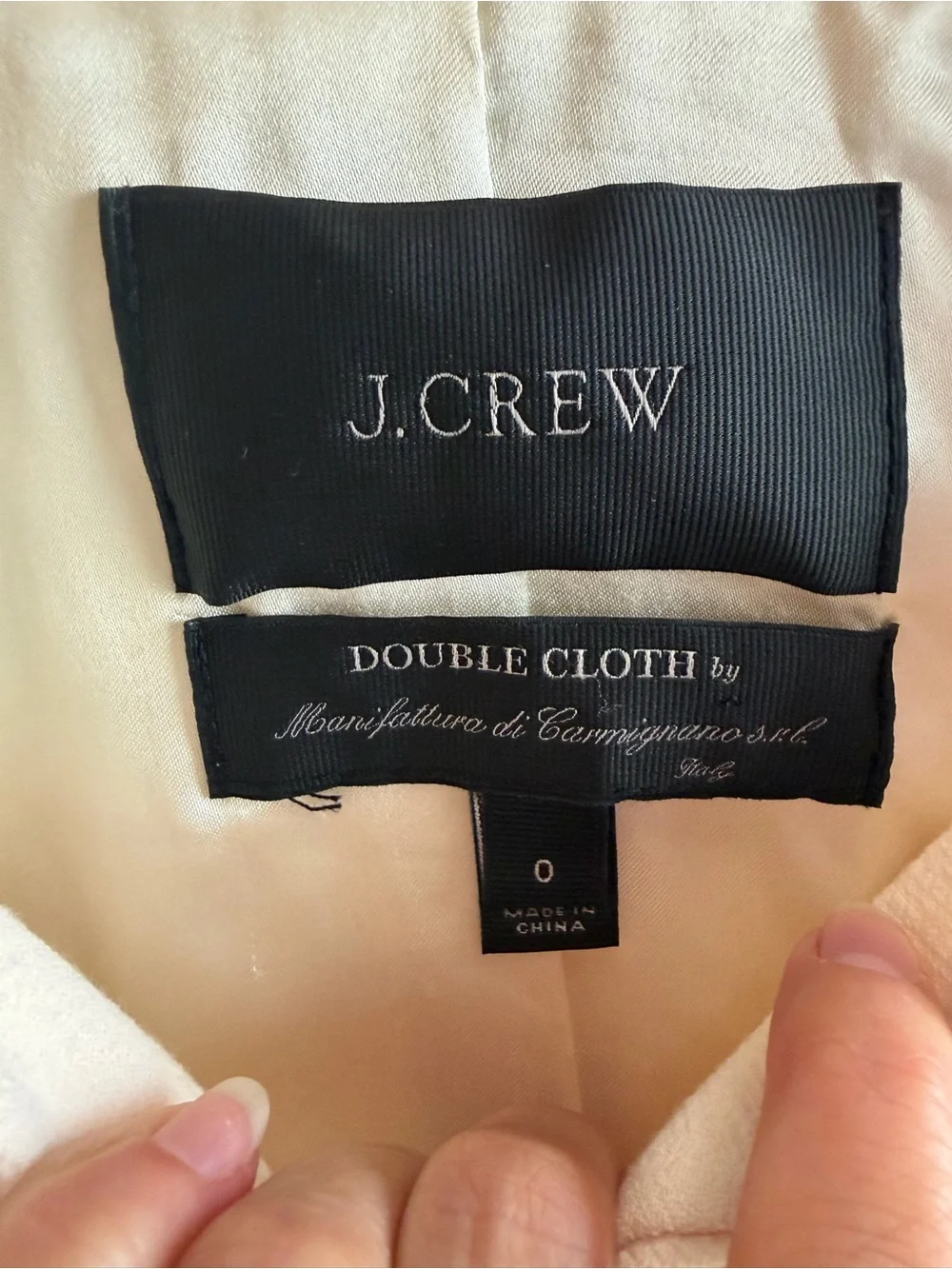 J. Crew Double Cloth Collarless Coat Jacket Wool Cream Size 0 A8918